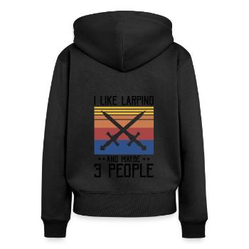 Larping Quote for Roleplaying and Larper - Women's Premium Organic Zip Hoodie - black - Back - Julia (174cm)