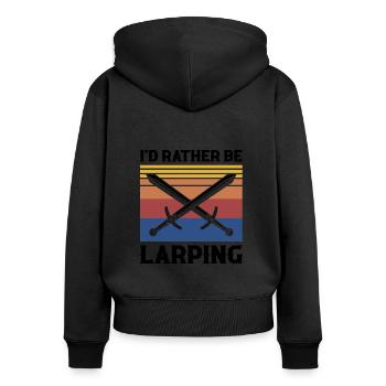 Citation Larper pour les jeux de rôle GN et fantastiques - Sweat à capuche zippé Premium bio Femme - noir - Dos - Julia (174cm)