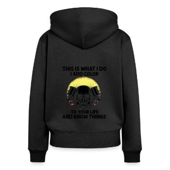 Peintre automobile pour carrossiers - Sweat à capuche zippé Premium bio Femme - noir - Dos - Julia (174cm)