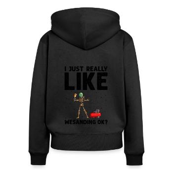 Autolackierer Angebot für Karosserietechniker - Frauen Premium Bio Zip Hoodie - Schwarz - Hinten - Julia (174cm)
