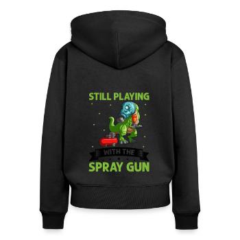 Autolackierer Angebot für Karosserietechniker - Frauen Premium Bio Zip Hoodie - Schwarz - Hinten - Julia (174cm)