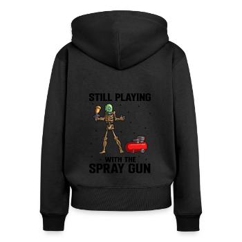 Offre Car Painter pour les carrossiers - Sweat à capuche zippé Premium bio Femme - noir - Dos - Julia (174cm)