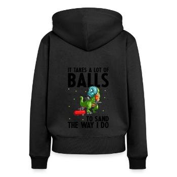 Dicton de carrossier pour les peintres automobiles - Sweat à capuche zippé Premium bio Femme - noir - Dos - Julia (174cm)