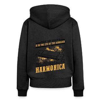 Mundharmonika Instrument und Mundharmonika - Frauen Premium Bio Zip Hoodie - Schwarz - Hinten - Julia (174cm)