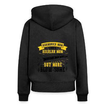 Französische Harfinisten und Harmonikaspieler - Frauen Premium Bio Zip Hoodie - Schwarz - Hinten - Julia (174cm)