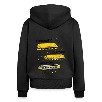 Französische Harfinisten und Harmonikaspieler - Frauen Premium Bio Zip Hoodie - Schwarz - Hinten - Julia (174cm)
