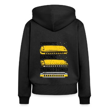 Mundharmonika Instrument und Mundharmonika - Frauen Premium Bio Zip Hoodie - Schwarz - Hinten - Julia (174cm)