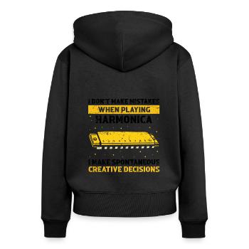 Mundharmonika Instrument und Mundharmonika - Frauen Premium Bio Zip Hoodie - Schwarz - Hinten - Julia (174cm)