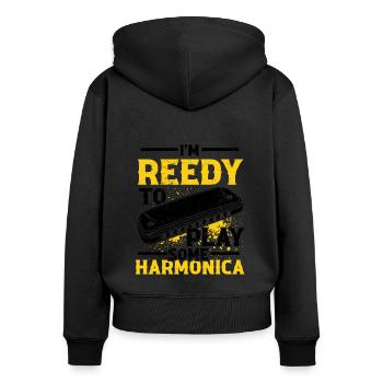 Französische Harfinisten und Harmonikaspieler - Frauen Premium Bio Zip Hoodie - Schwarz - Hinten - Julia (174cm)