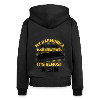 Französische Harfinisten und Harmonikaspieler - Frauen Premium Bio Zip Hoodie - Schwarz - Hinten - Julia (174cm)