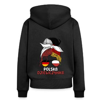 Polska dziewczyna Halbdeutsches polnisches Mädchen Polen - Frauen Premium Bio Zip Hoodie - Schwarz - Hinten - Julia (174cm)