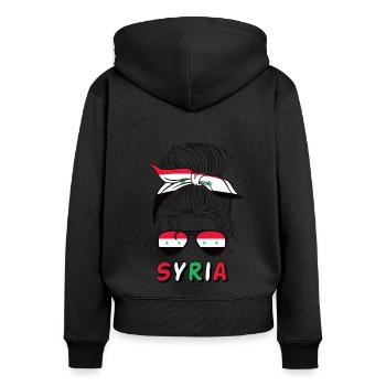 Syrie Syrie Drapeau Filles Filles Syriennes Filles Enfants - Sweat à capuche zippé Premium bio Femme - noir - Dos - Julia (174cm)