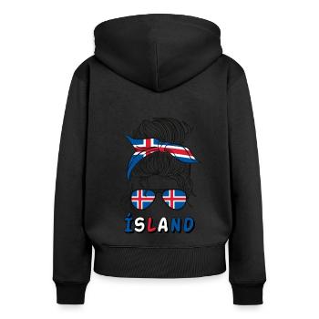 Insel Island Flagge Mädchen Isländische Mädchen Kinder - Frauen Premium Bio Zip Hoodie - Schwarz - Hinten - Julia (174cm)