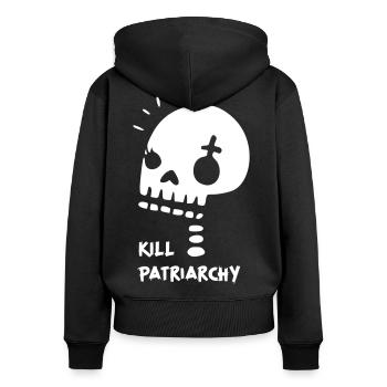 Crâne du féminisme - Sweat à capuche zippé Premium bio Femme - noir - Dos - Julia (174cm)