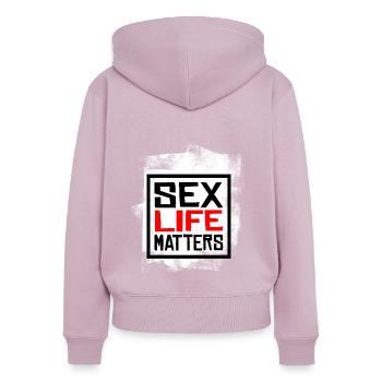Sex Life Matters - Grunge Vintage - Sweat à capuche zippé Premium bio Femme - rose poudré - Dos - Julia (174cm)