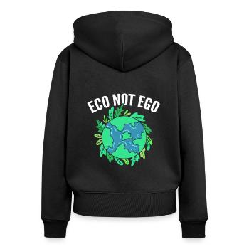 Eco Pas Ego Ecologiste - Sweat à capuche zippé Premium bio Femme - noir - Dos - Julia (174cm)