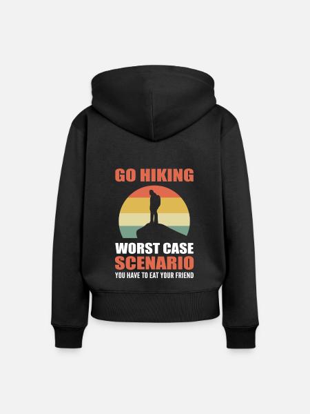 Lustiger Wanderer Wandern - Frauen Premium Bio Zip Hoodie - Schwarz