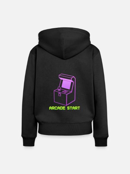 Arcade Start Computerfreak - Frauen Premium Bio Zip Hoodie - Schwarz