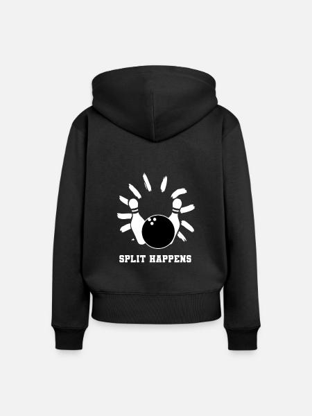 Split Happens Bowlingspieler - Frauen Premium Bio Zip Hoodie - Schwarz