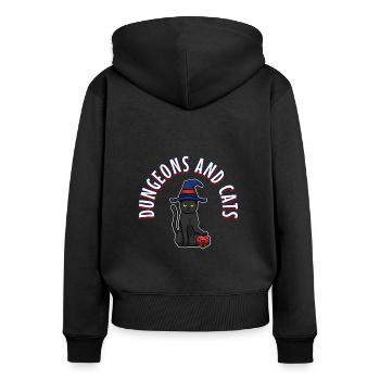 Dungeons and Cats - Women's Premium Organic Zip Hoodie - black - Back - Julia (174cm)