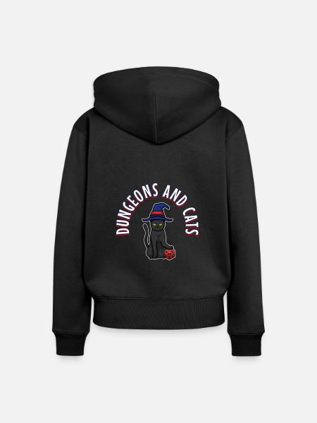 Dungeons and Cats - Frauen Premium Bio Zip Hoodie - Schwarz