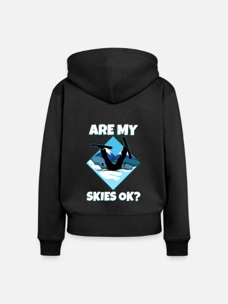 are my skis okay - Frauen Premium Bio Zip Hoodie - Schwarz
