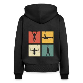 Retro Muscu Street Workout Calisthenics - Sweat à capuche zippé Premium bio Femme - noir - Dos - Julia (174cm)