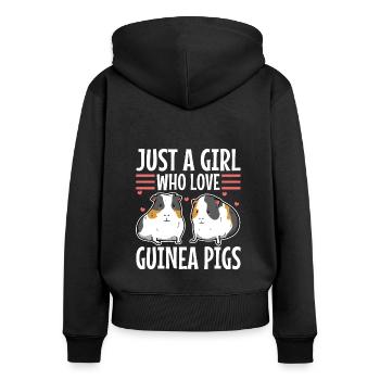 Juste une fille qui aime les cochons d’Inde - Sweat à capuche zippé Premium bio Femme - noir - Dos - Julia (174cm)
