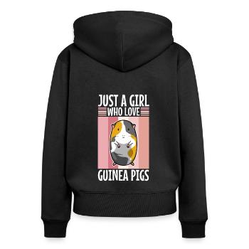 Juste une fille qui aime les cochons d’Inde - Sweat à capuche zippé Premium bio Femme - noir - Dos - Julia (174cm)