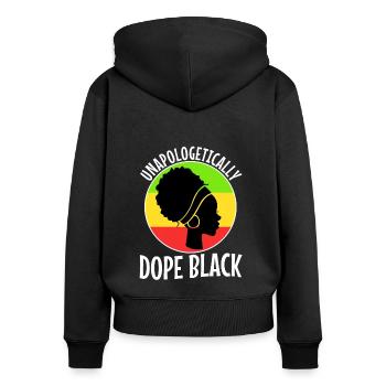 Unapologetically black - Women's Premium Organic Zip Hoodie - black - Back - Julia (174cm)