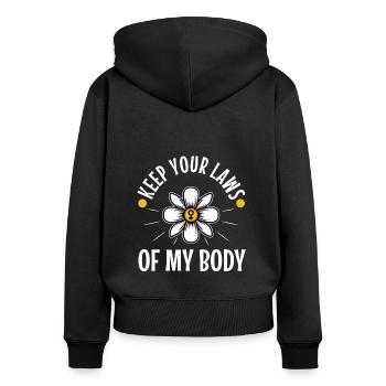Gardez vos lois hors de mon corps - Sweat à capuche zippé Premium bio Femme - noir - Dos - Julia (174cm)