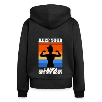 Gardez vos lois hors de mon corps - Sweat à capuche zippé Premium bio Femme - noir - Dos - Julia (174cm)