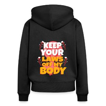 Gardez vos lois hors de mon corps - Sweat à capuche zippé Premium bio Femme - noir - Dos - Julia (174cm)