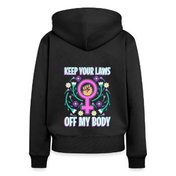 Gardez vos lois hors de mon corps - Sweat à capuche zippé Premium bio Femme - noir - Dos - Julia (174cm)
