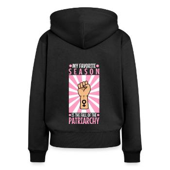 My favorite season is the fall of the patriarchy - Women's Premium Organic Zip Hoodie - black - Back - Julia (174cm)