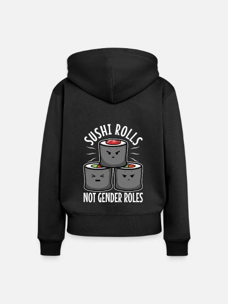 Sushi rolls not gender roles - Frauen Premium Bio Zip Hoodie - Schwarz