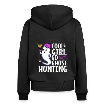 Cool girls go ghost hunting - Women's Premium Organic Zip Hoodie - black - Back - Julia (174cm)