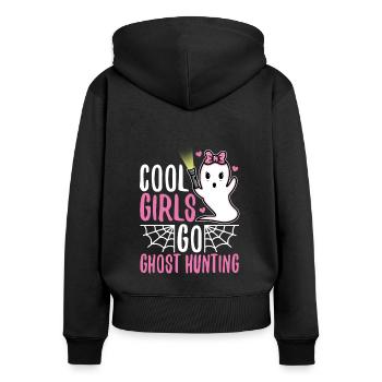 Cool girls go ghost hunting - Women's Premium Organic Zip Hoodie - black - Back - Julia (174cm)