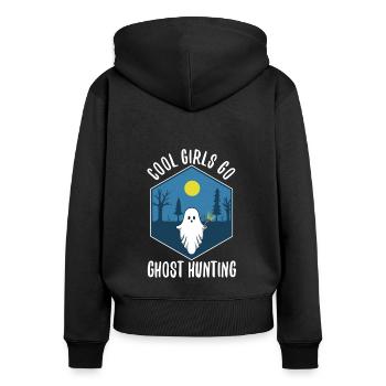 Cool girls go ghost hunting - Women's Premium Organic Zip Hoodie - black - Back - Julia (174cm)