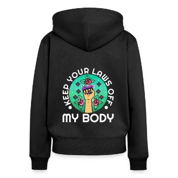 Gardez vos lois hors de mon corps - Sweat à capuche zippé Premium bio Femme - noir - Dos - Julia (174cm)