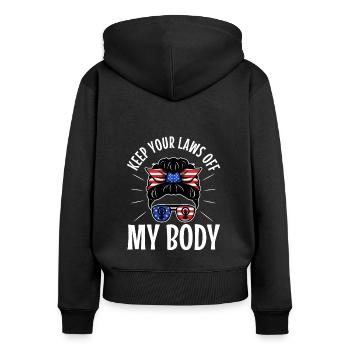 Gardez vos lois hors de mon corps - Sweat à capuche zippé Premium bio Femme - noir - Dos - Julia (174cm)