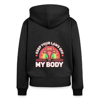 Gardez vos lois hors de mon corps - Sweat à capuche zippé Premium bio Femme - noir - Dos - Julia (174cm)