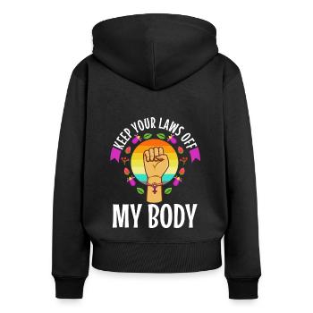 Gardez vos lois hors de mon corps - Sweat à capuche zippé Premium bio Femme - noir - Dos - Julia (174cm)