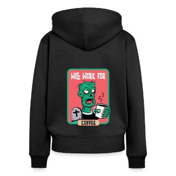 Fonctionnera pour Coffee Zombie Halloween - Sweat à capuche zippé Premium bio Femme - noir - Dos - Julia (174cm)