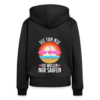 Die tun nix die wollen nur saufen - Frauen Premium Bio Zip Hoodie - Schwarz - Hinten - Julia (174cm)