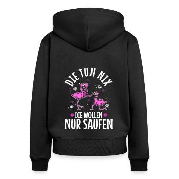 Die tun nix die wollen nur saufen - Frauen Premium Bio Zip Hoodie - Schwarz - Hinten - Julia (174cm)