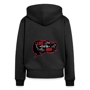 Love Is In The Hair - Frauen Premium Bio Zip Hoodie - Schwarz - Hinten - Julia (174cm)