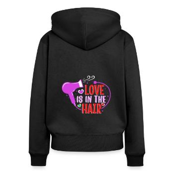 Love Is In The Hair - Frauen Premium Bio Zip Hoodie - Schwarz - Hinten - Julia (174cm)