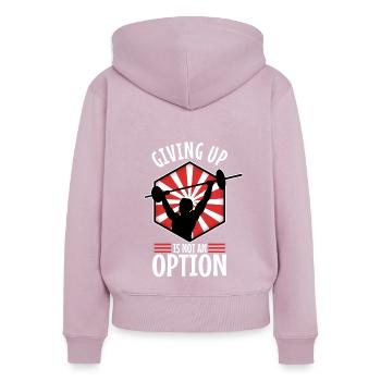 Giving up is not an option - Women's Premium Organic Zip Hoodie - dusky pink - Back - Julia (174cm)