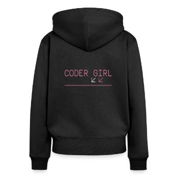 Coder Girl Programmer Funny Geek Coding - Sweat à capuche zippé Premium bio Femme - noir - Dos - Julia (174cm)